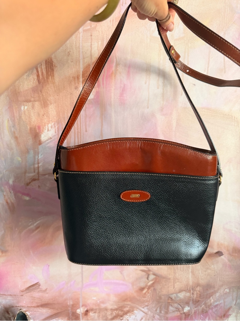 Bally Black and Brown Leather Shoulder Bag
